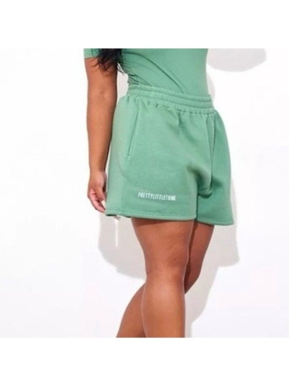 NEW PLT Sage Green Athleisure Stretch Shorts size 16 Pretty Little Thing plus